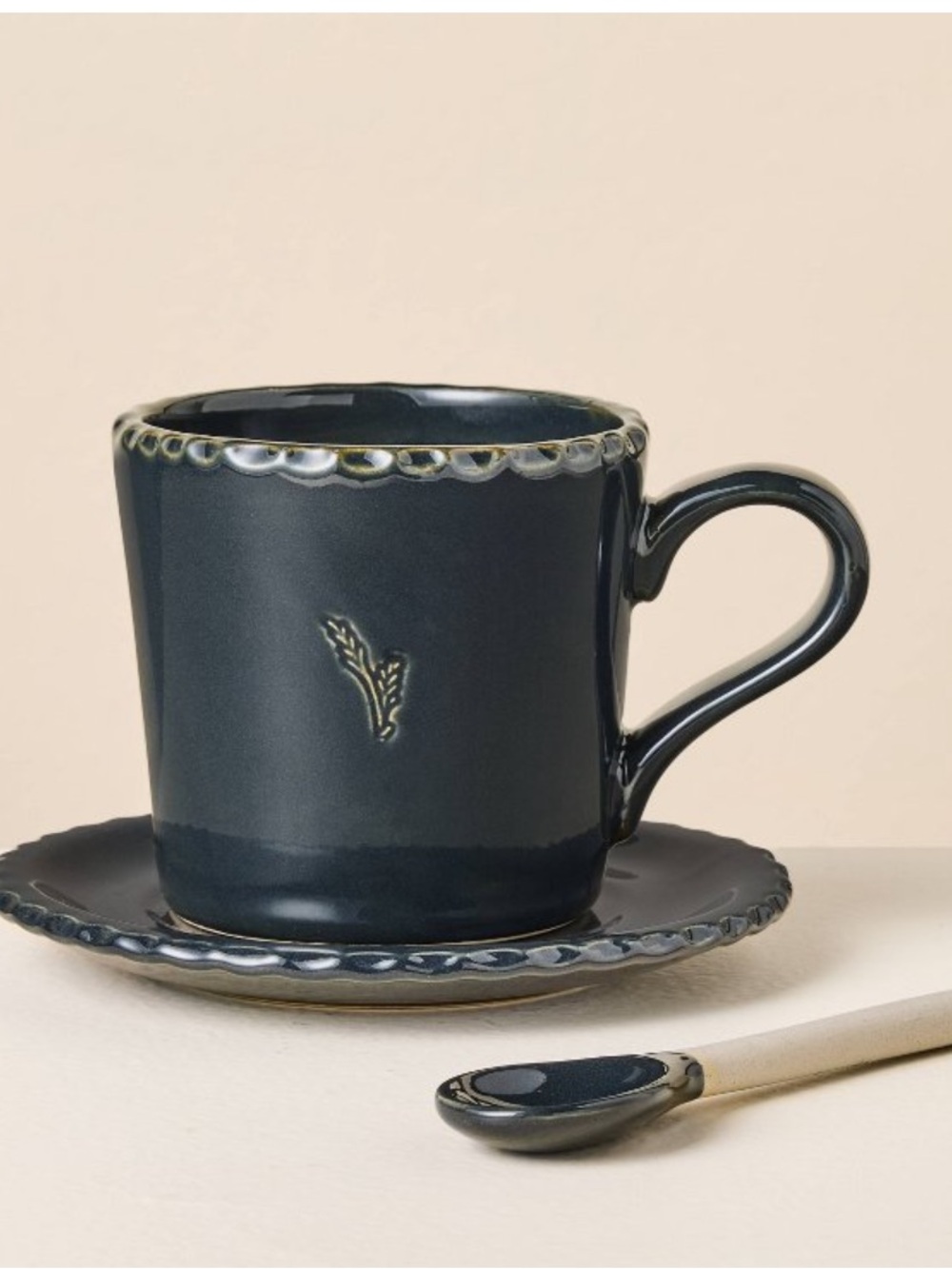 8fl oz Pinched Edge Teacup with Saucer and Spoon Indigo -Hearth & Hand  Magnolia